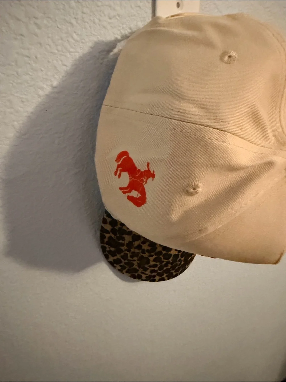 Howdy Embroidered Leopard Trim Baseball Cap - Tan and Leopard